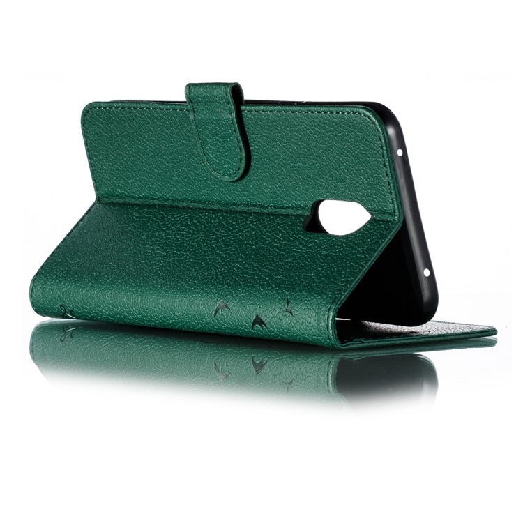 Litchi Skin Imprint Feather Wallet Leather Flip Cover for Xiaomi Redmi 8A - Green-7