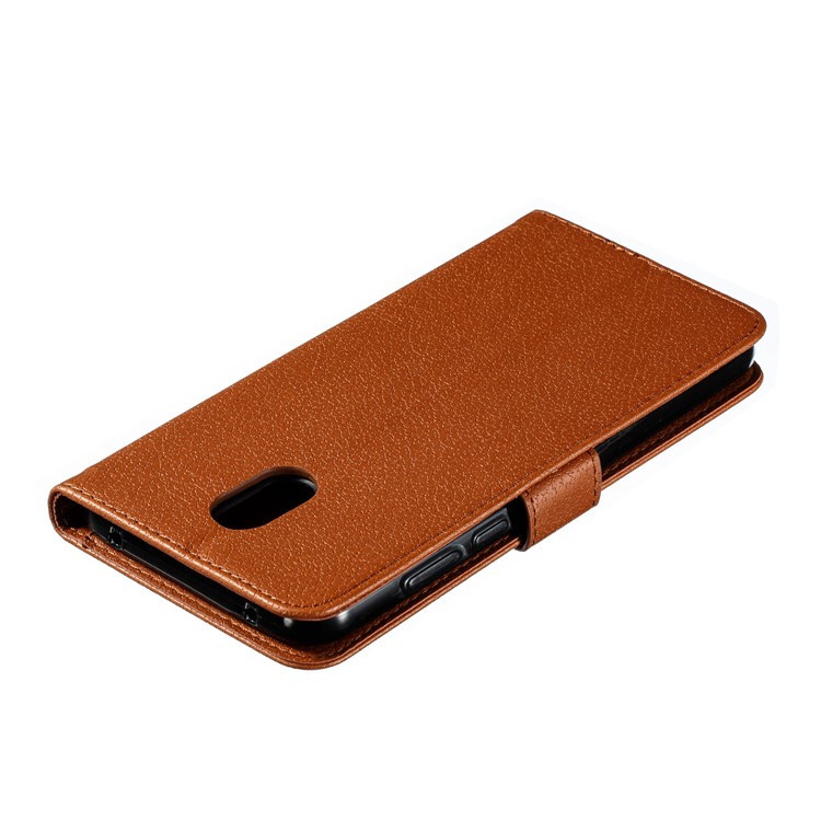 Litchi Skin Imprint Feather Wallet Leather Flip Cover for Xiaomi Redmi 8A - Brown-6