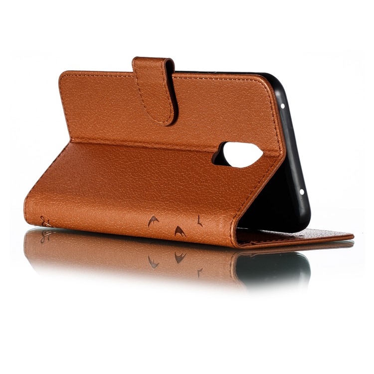 Litchi Skin Imprint Feather Wallet Leather Flip Cover for Xiaomi Redmi 8A - Brown-7