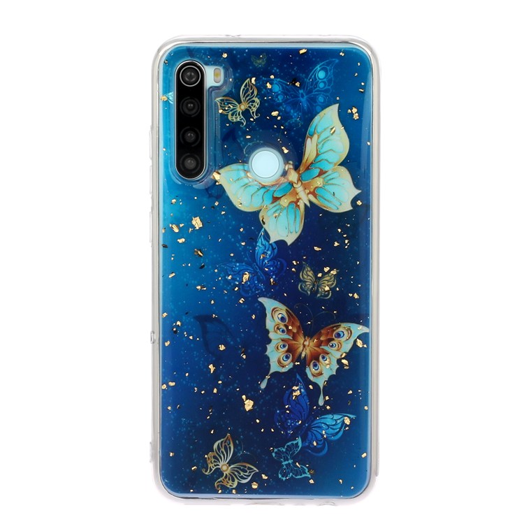 Glitter Sequins Inlaid Pattern Printing TPU Phone Case for Xiaomi Redmi Note 8 - Butterflies-2