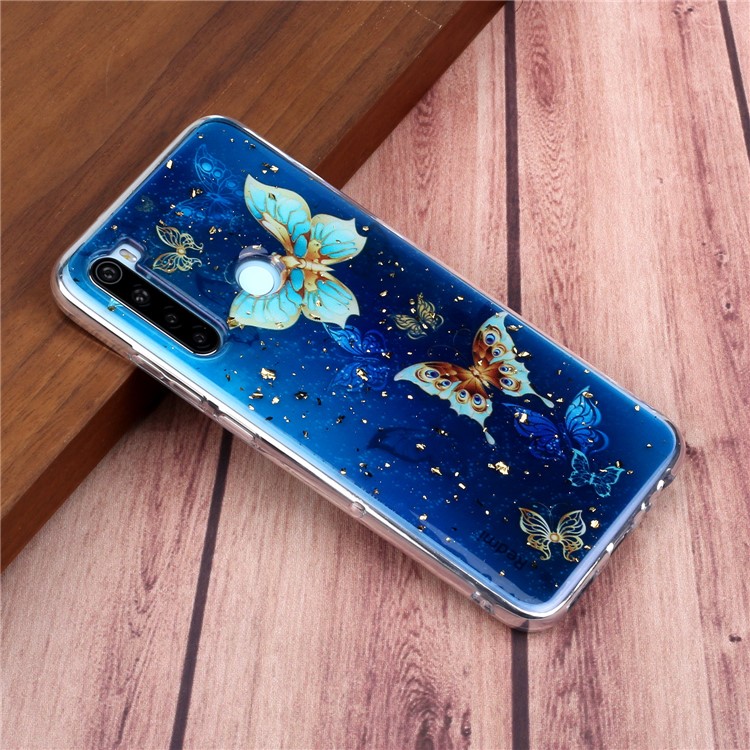 Glitter Sequins Inlaid Pattern Printing TPU Phone Case for Xiaomi Redmi Note 8 - Butterflies-6