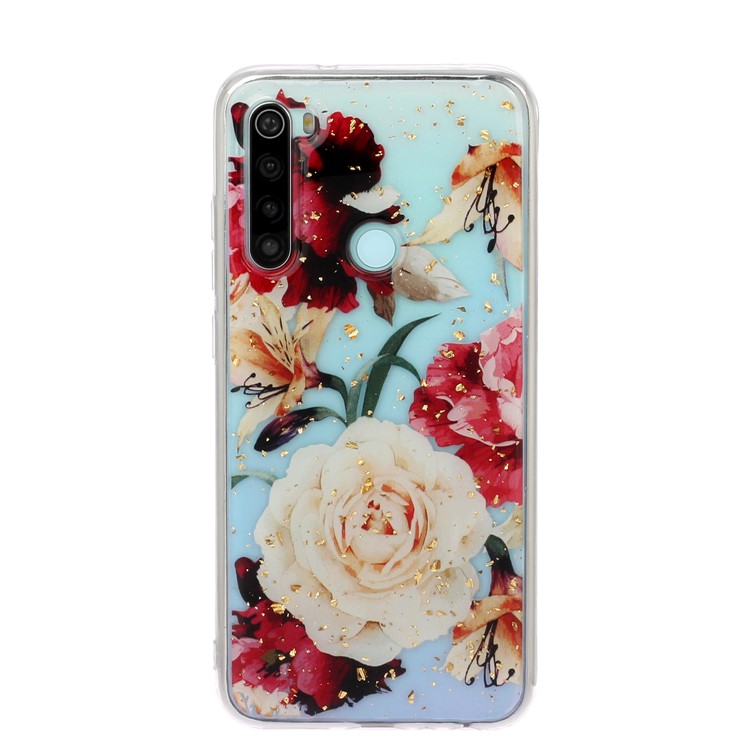 Glitter Sequins Inlaid Pattern Printing TPU Phone Case for Xiaomi Redmi Note 8 - Pretty Flowers-2