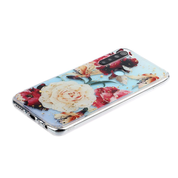 Glitter Sequins Inlaid Pattern Printing TPU Phone Case for Xiaomi Redmi Note 8 - Pretty Flowers-3