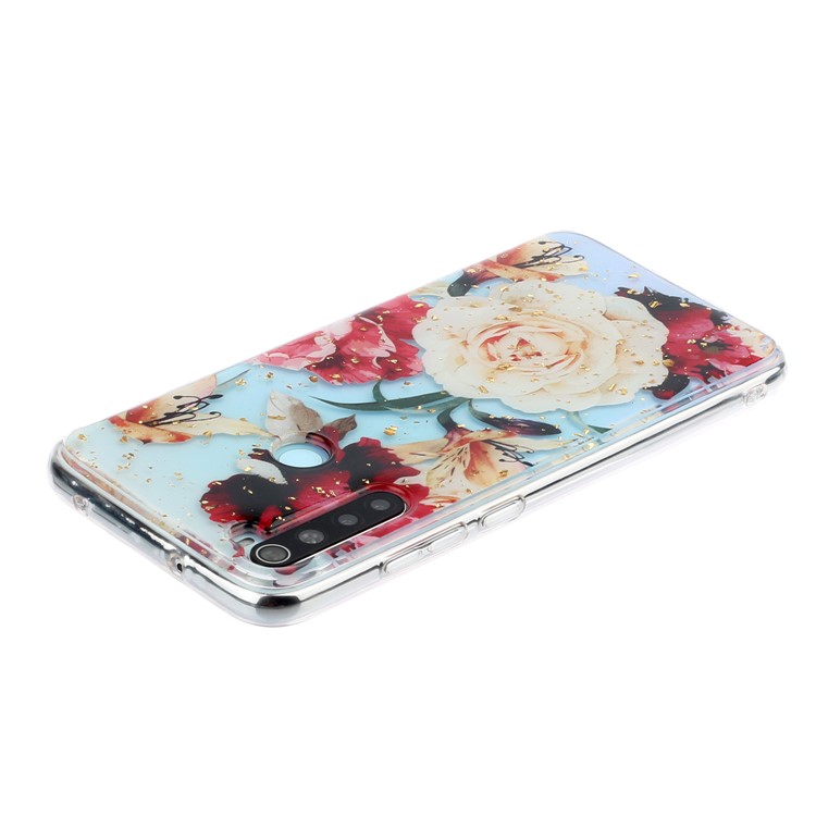 Glitter Sequins Inlaid Pattern Printing TPU Phone Case for Xiaomi Redmi Note 8 - Pretty Flowers-4