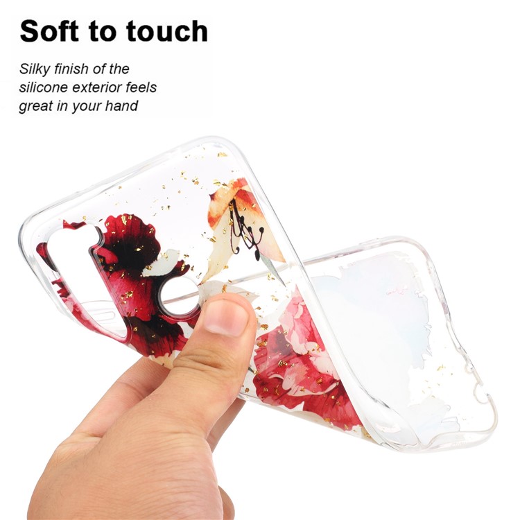 Glitter Sequins Inlaid Pattern Printing TPU Phone Case for Xiaomi Redmi Note 8 - Pretty Flowers-5
