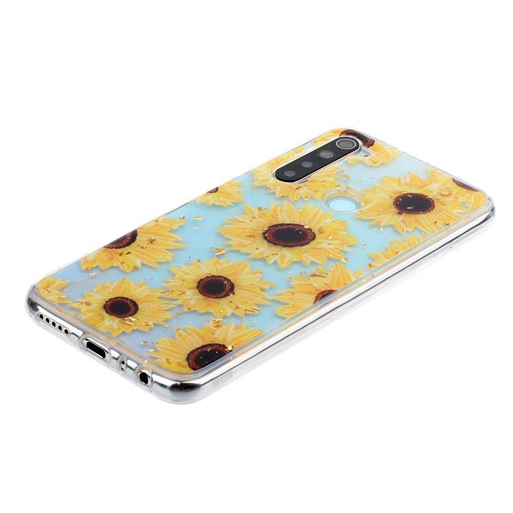 Glitter Sequins Inlaid Pattern Printing TPU Phone Case for Xiaomi Redmi Note 8 - Sunflowers-3