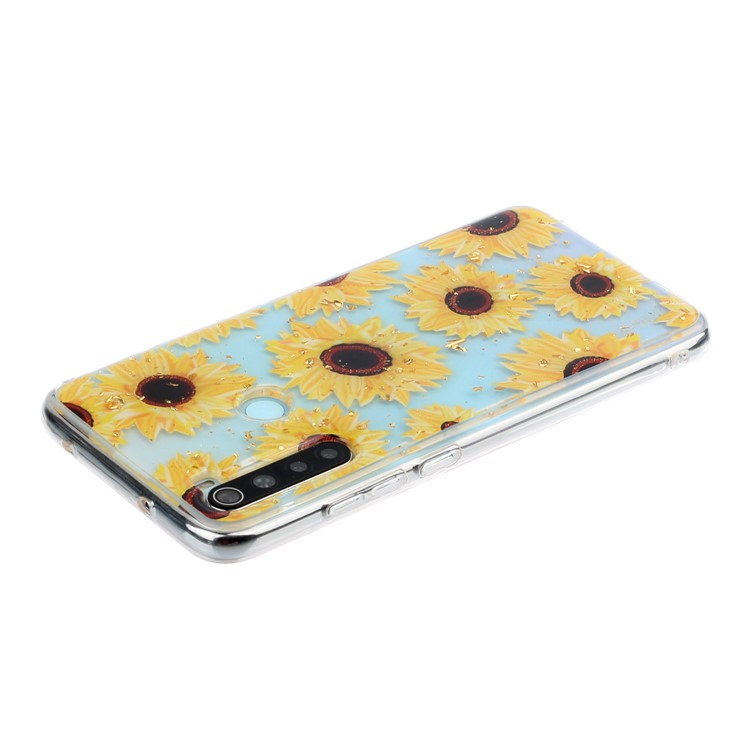 Glitter Sequins Inlaid Pattern Printing TPU Phone Case for Xiaomi Redmi Note 8 - Sunflowers-4