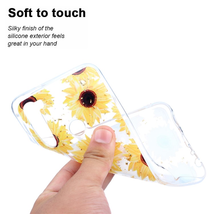 Glitter Sequins Inlaid Pattern Printing TPU Phone Case for Xiaomi Redmi Note 8 - Sunflowers-5