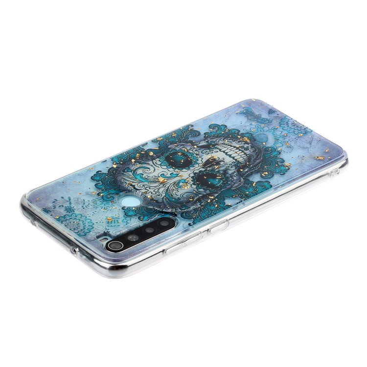 Glitter Sequins Inlaid Pattern Printing TPU Phone Case for Xiaomi Redmi Note 8 - Skull-4