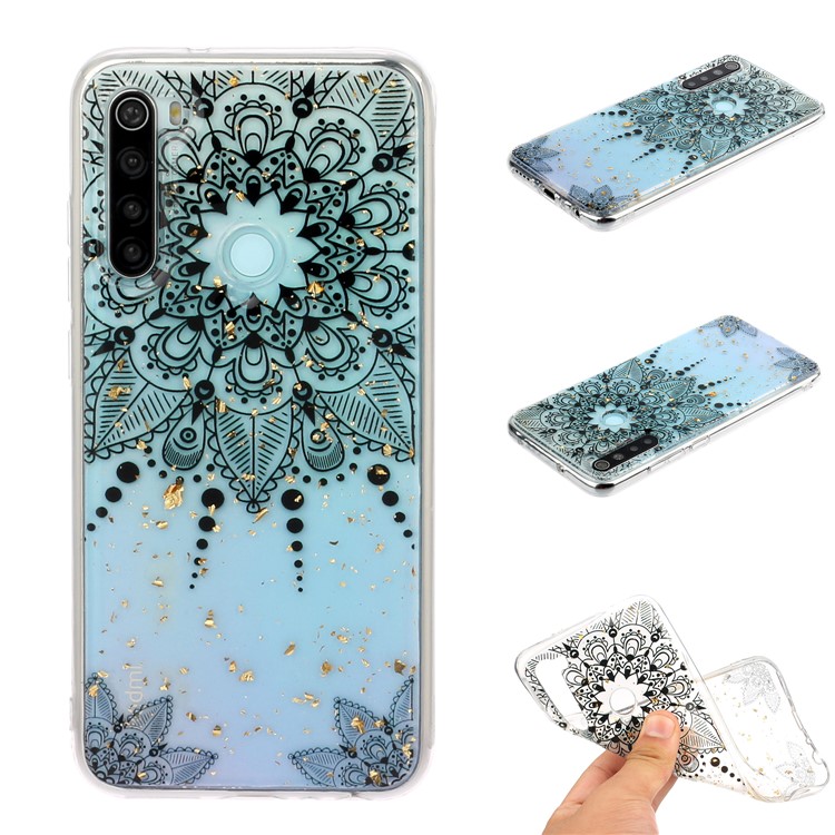 Glitter Sequins Inlaid Pattern Printing TPU Phone Case for Xiaomi Redmi Note 8 - Mandala Flower-1