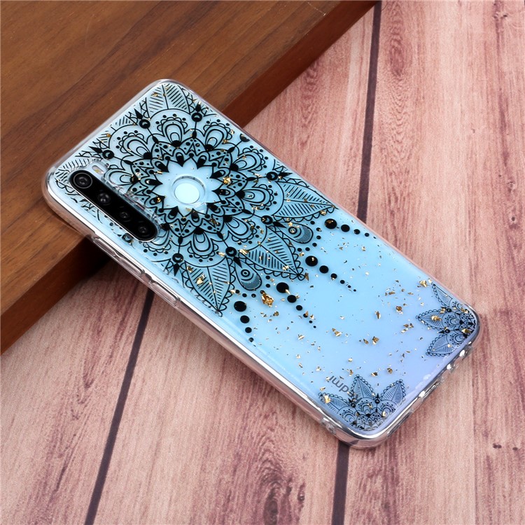 Glitter Sequins Inlaid Pattern Printing TPU Phone Case for Xiaomi Redmi Note 8 - Mandala Flower-6