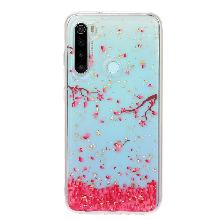 Glitter Sequins Inlaid Pattern Printing TPU Phone Case for Xiaomi Redmi Note 8 - Petal-2
