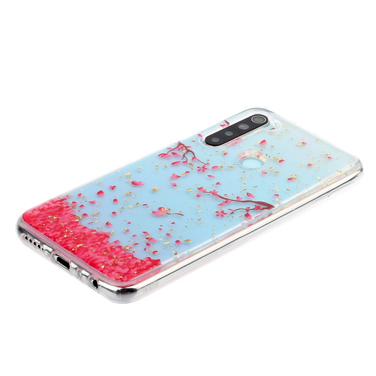 Glitter Sequins Inlaid Pattern Printing TPU Phone Case for Xiaomi Redmi Note 8 - Petal-3