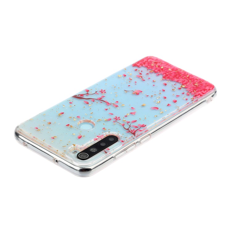 Glitter Sequins Inlaid Pattern Printing TPU Phone Case for Xiaomi Redmi Note 8 - Petal-4