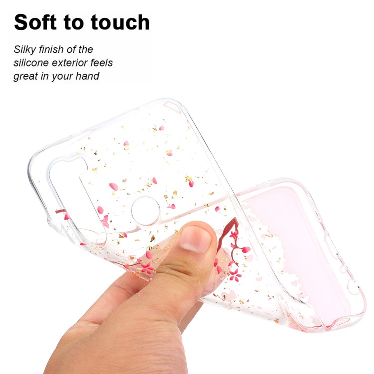 Glitter Sequins Inlaid Pattern Printing TPU Phone Case for Xiaomi Redmi Note 8 - Petal-5