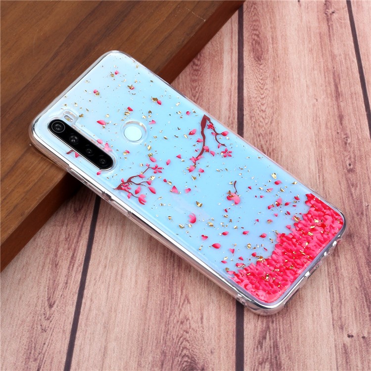Glitter Sequins Inlaid Pattern Printing TPU Phone Case for Xiaomi Redmi Note 8 - Petal-6