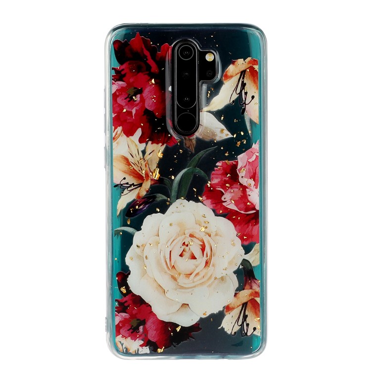Glitter Sequins Inlaid Pattern Printing TPU Shell for Xiaomi Redmi Note 8 Pro - Pretty Flowers-2