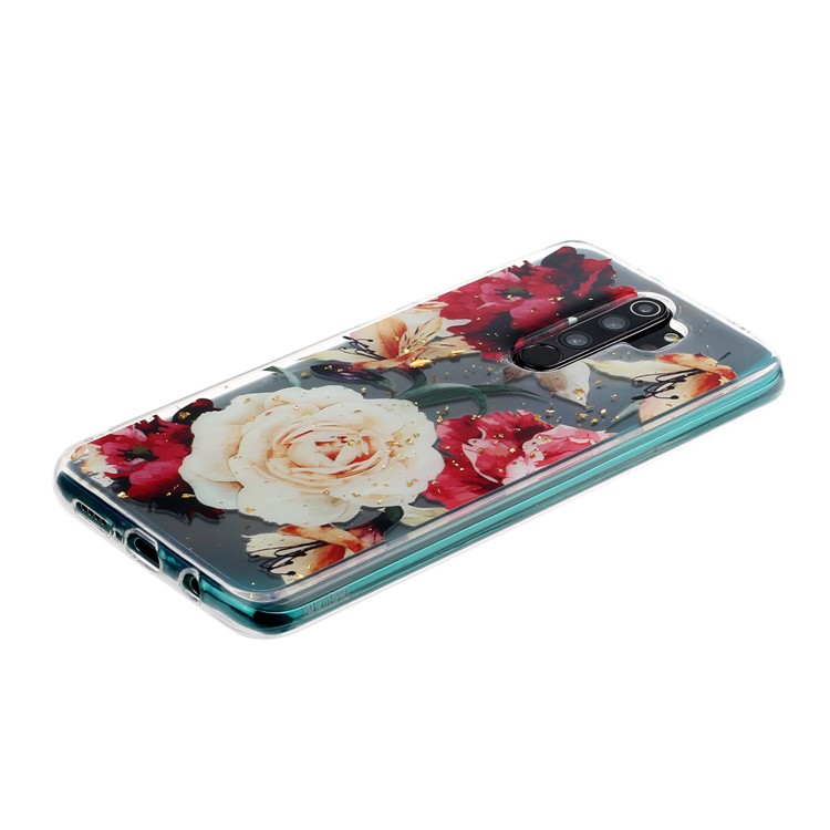 Glitter Sequins Inlaid Pattern Printing TPU Shell for Xiaomi Redmi Note 8 Pro - Pretty Flowers-3