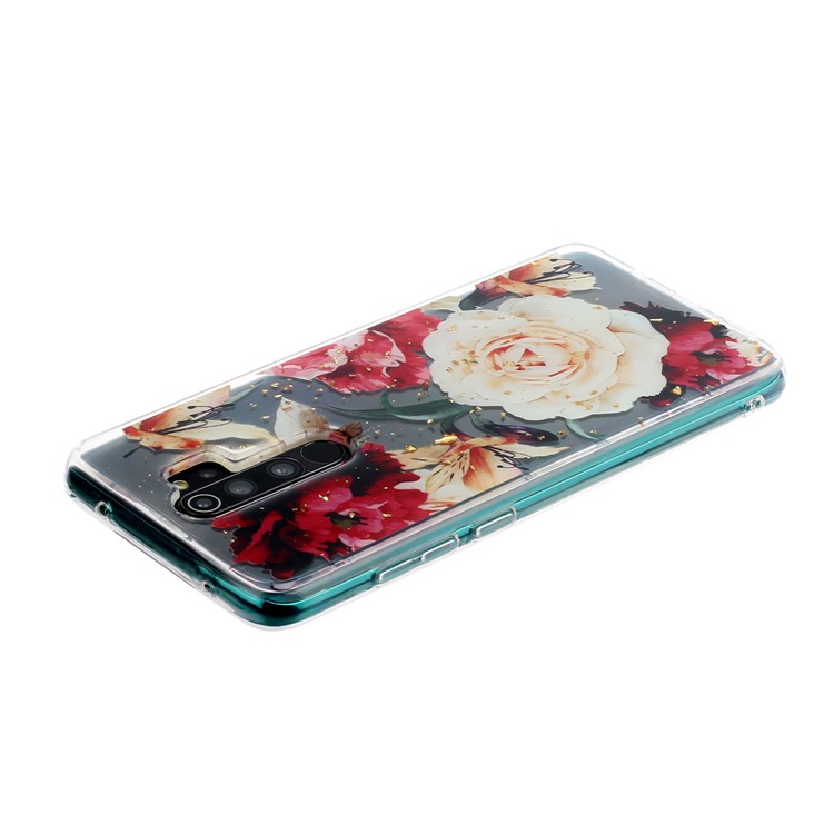Glitter Sequins Inlaid Pattern Printing TPU Shell for Xiaomi Redmi Note 8 Pro - Pretty Flowers-4