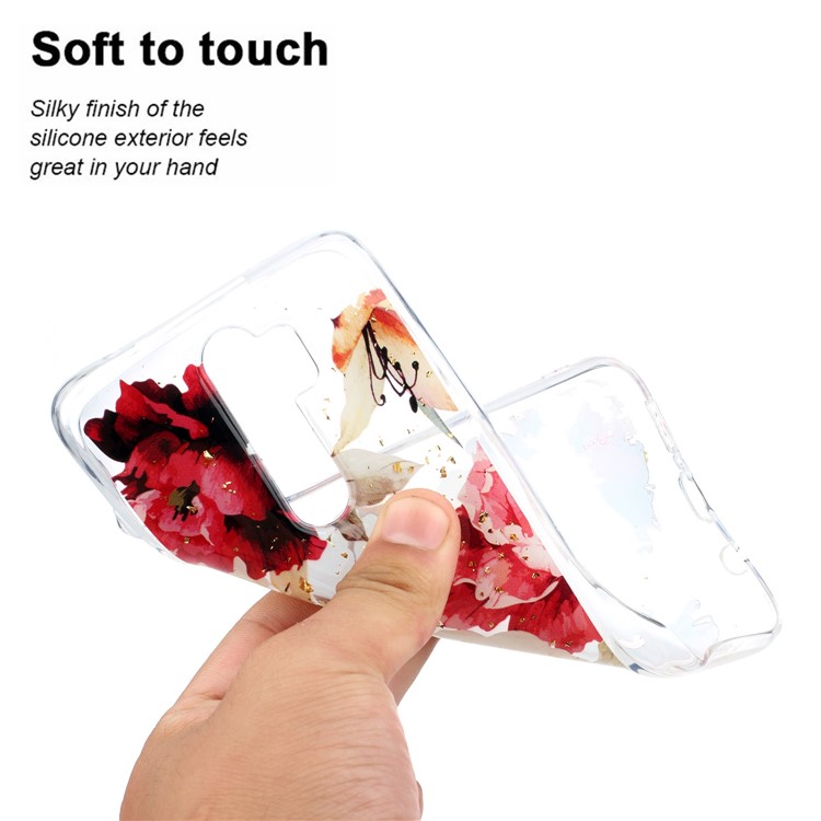 Glitter Sequins Inlaid Pattern Printing TPU Shell for Xiaomi Redmi Note 8 Pro - Pretty Flowers-5