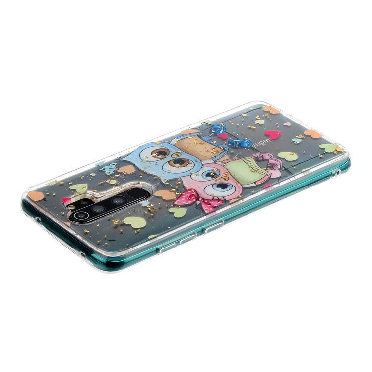 Glitter Sequins Inlaid Pattern Printing TPU Shell for Xiaomi Redmi Note 8 Pro - Owls-4