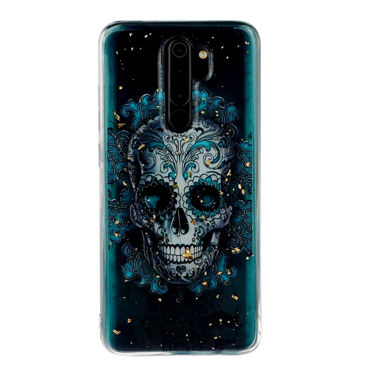 Glitter Sequins Inlaid Pattern Printing TPU Shell for Xiaomi Redmi Note 8 Pro - Skull-2