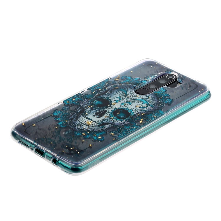 Glitter Sequins Inlaid Pattern Printing TPU Shell for Xiaomi Redmi Note 8 Pro - Skull-3