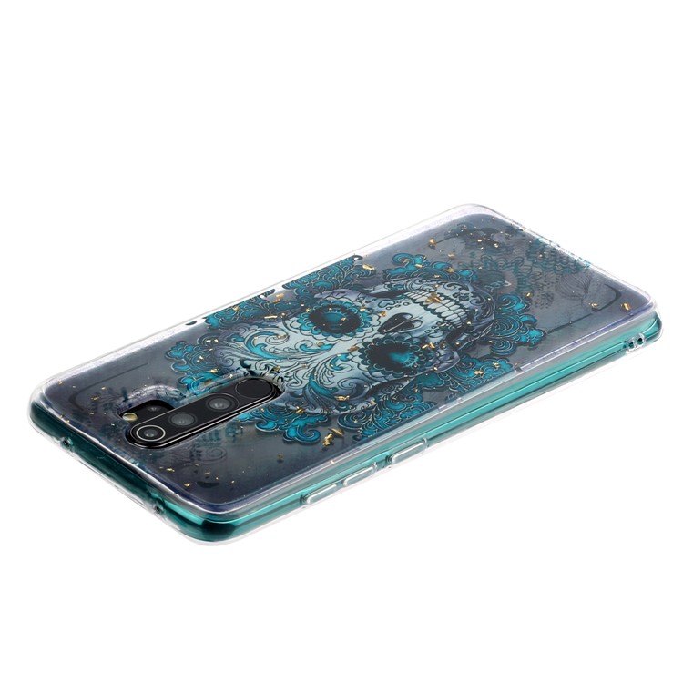 Glitter Sequins Inlaid Pattern Printing TPU Shell for Xiaomi Redmi Note 8 Pro - Skull-4