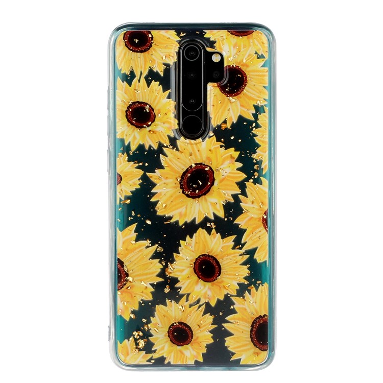 Glitter Sequins Inlaid Pattern Printing TPU Shell for Xiaomi Redmi Note 8 Pro - Sunflowers-2