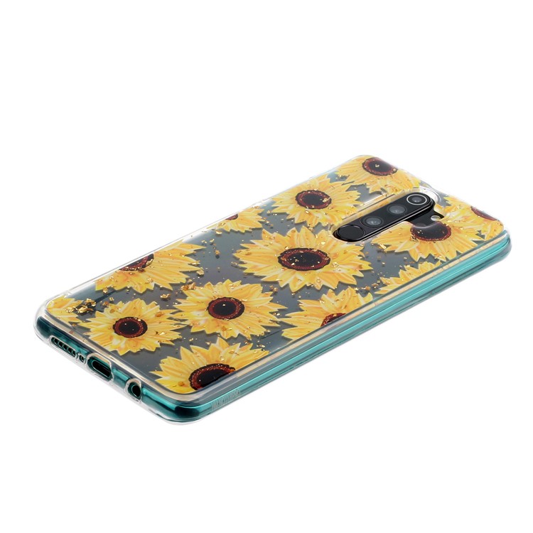 Glitter Sequins Inlaid Pattern Printing TPU Shell for Xiaomi Redmi Note 8 Pro - Sunflowers-3