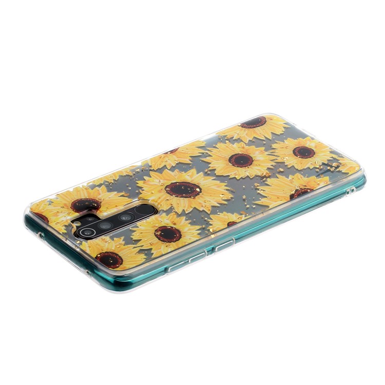 Glitter Sequins Inlaid Pattern Printing TPU Shell for Xiaomi Redmi Note 8 Pro - Sunflowers-4