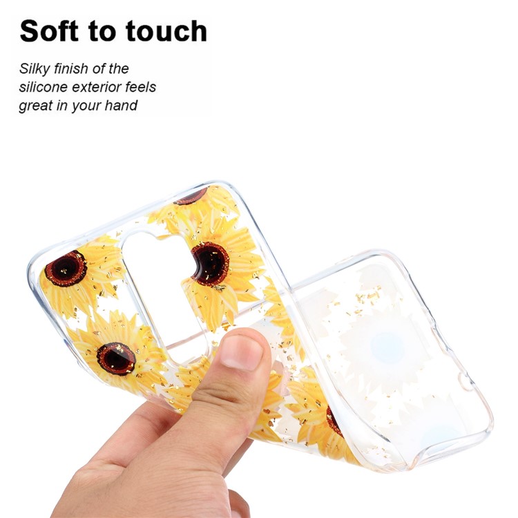 Glitter Sequins Inlaid Pattern Printing TPU Shell for Xiaomi Redmi Note 8 Pro - Sunflowers-5