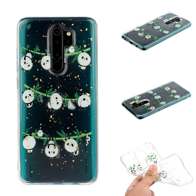 Glitter Sequins Inlaid Pattern Printing TPU Shell for Xiaomi Redmi Note 8 Pro - Pandas-1