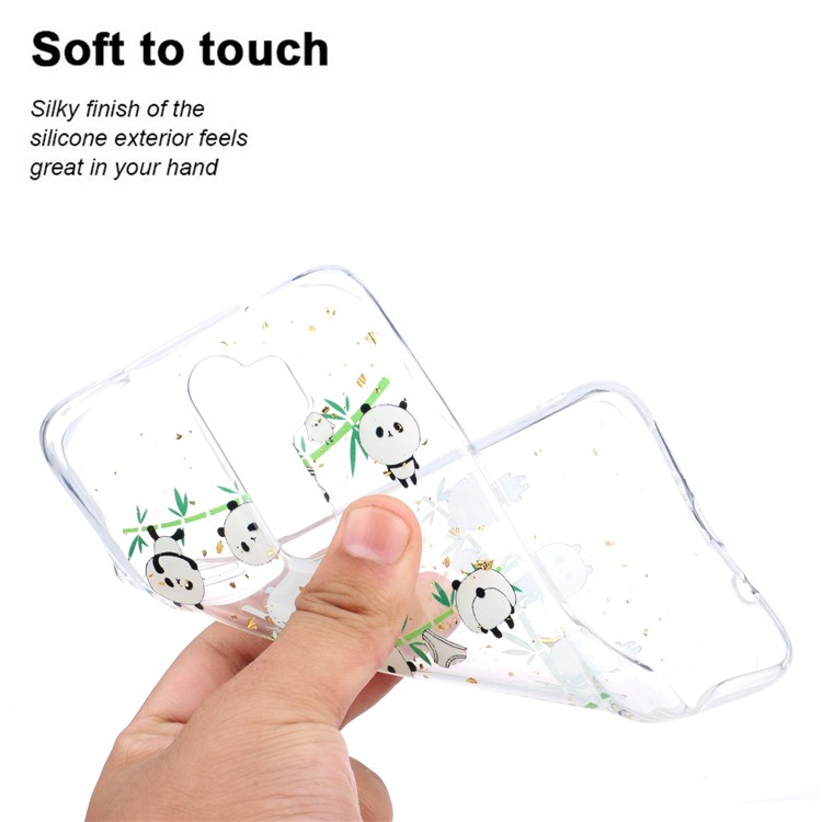 Glitter Sequins Inlaid Pattern Printing TPU Shell for Xiaomi Redmi Note 8 Pro - Pandas-5