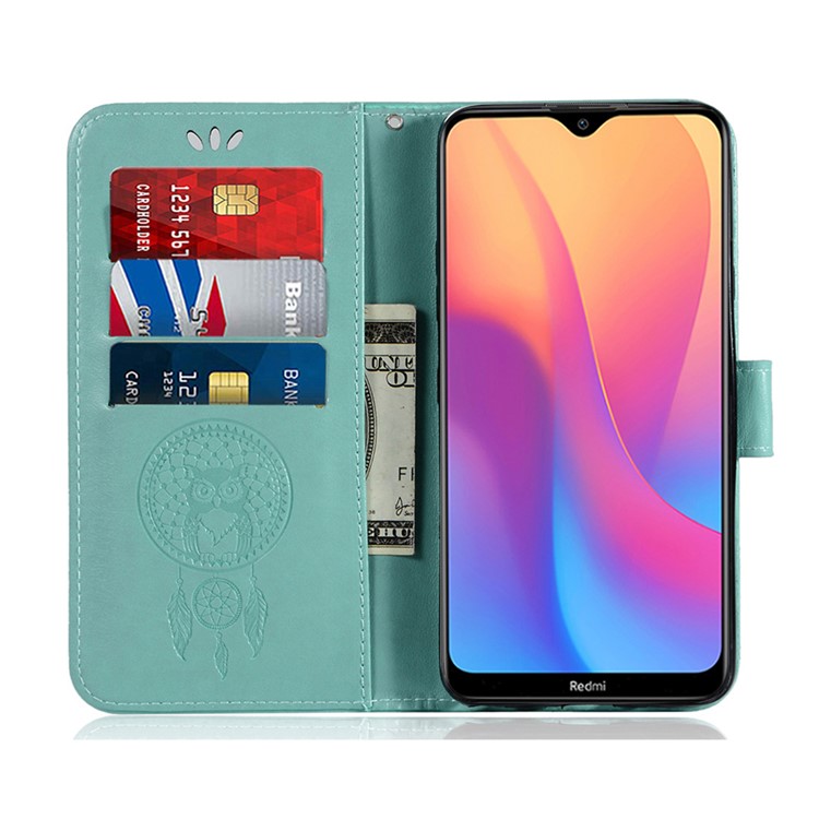 Imprinted Dream Catcher Owl PU Leather Wallet Case for Xiaomi Redmi 8A - Green-5