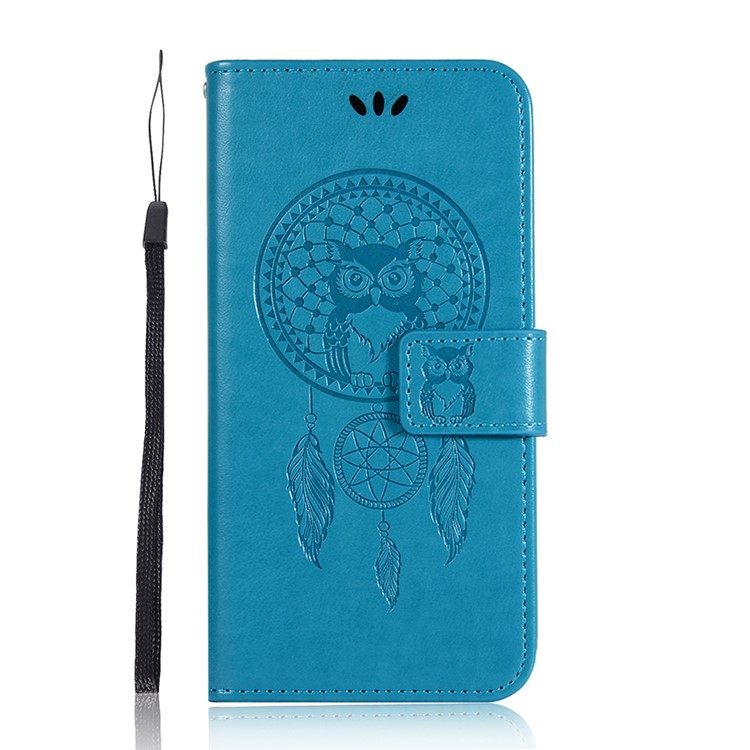 Imprinted Dream Catcher Owl PU Leather Wallet Case for Xiaomi Redmi 8A - Blue-2
