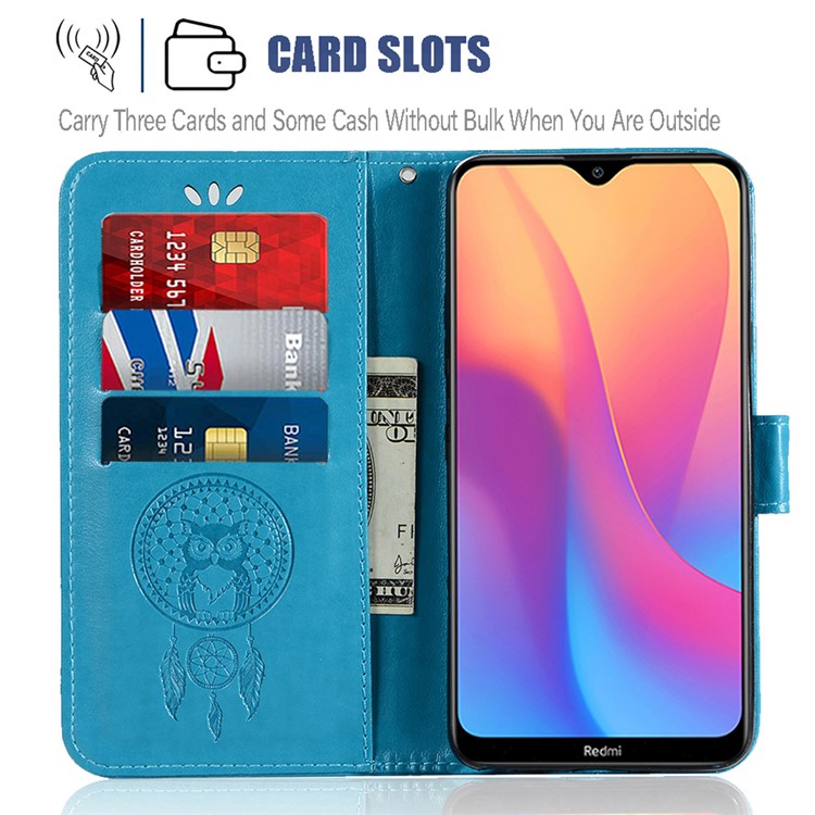 Imprinted Dream Catcher Owl PU Leather Wallet Case for Xiaomi Redmi 8A - Blue-8