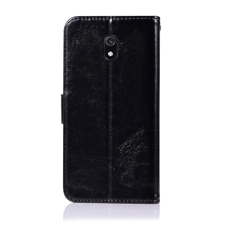 Premium Vintage Leather Wallet Stand Case for Xiaomi Redmi 8A - Black-3