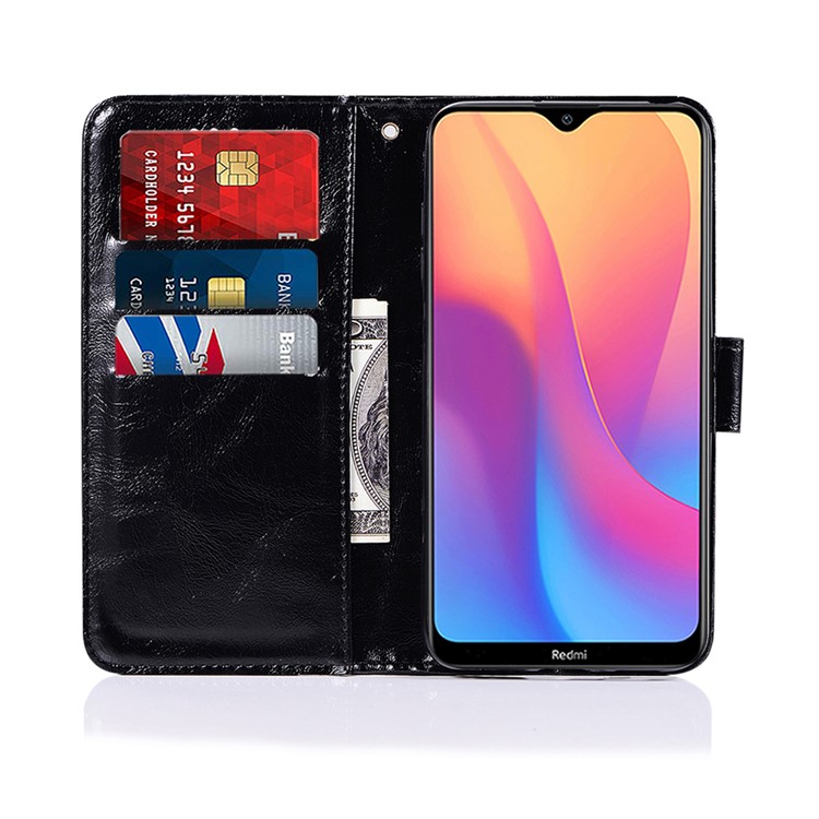 Premium Vintage Leather Wallet Stand Case for Xiaomi Redmi 8A - Black-7