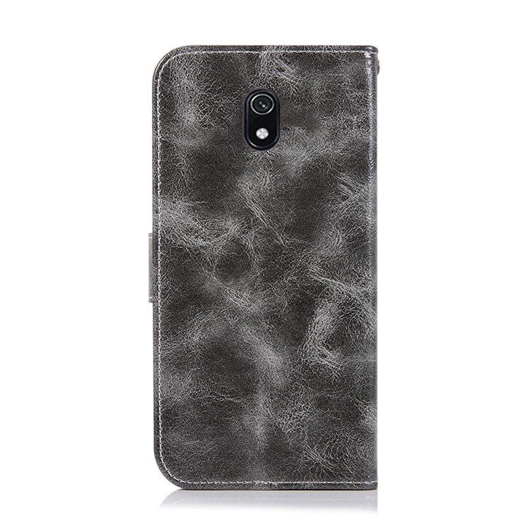 Premium Vintage Leather Wallet Stand Case for Xiaomi Redmi 8A - Grey-3