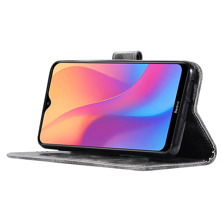 Premium Vintage Leather Wallet Stand Case for Xiaomi Redmi 8A - Grey-9