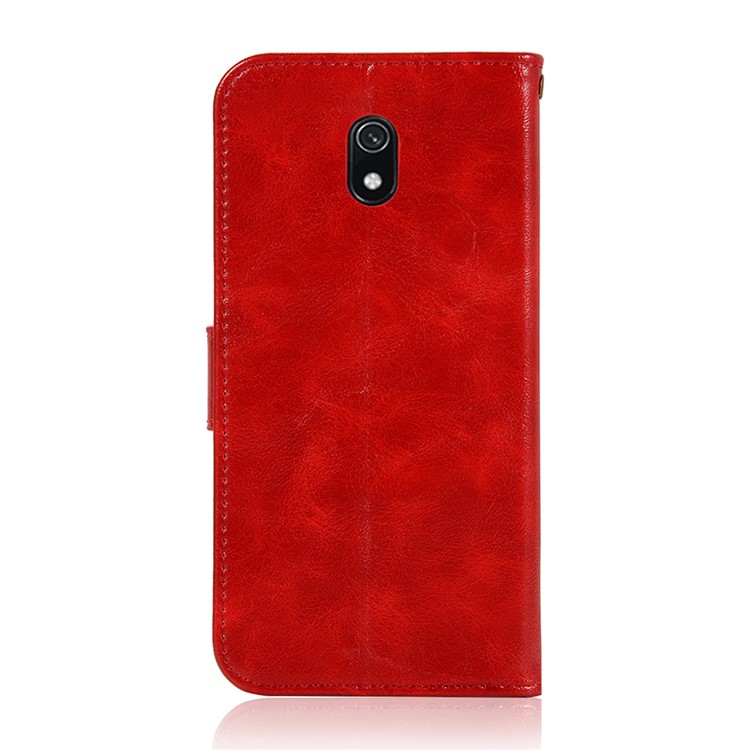 Premium Vintage Leather Wallet Stand Case for Xiaomi Redmi 8A - Red-3
