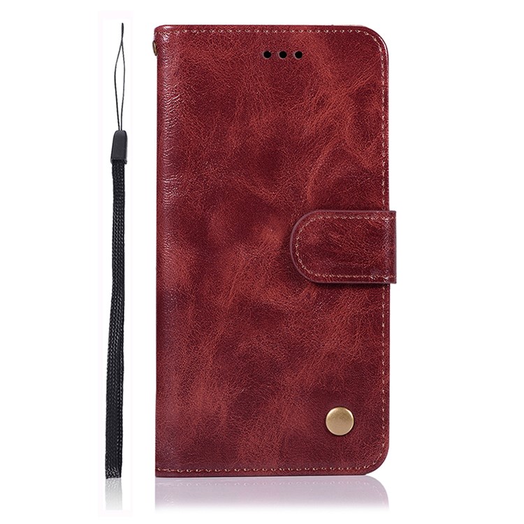 Premium Vintage Leather Wallet Stand Case for Xiaomi Redmi 8A - Wine Red-2