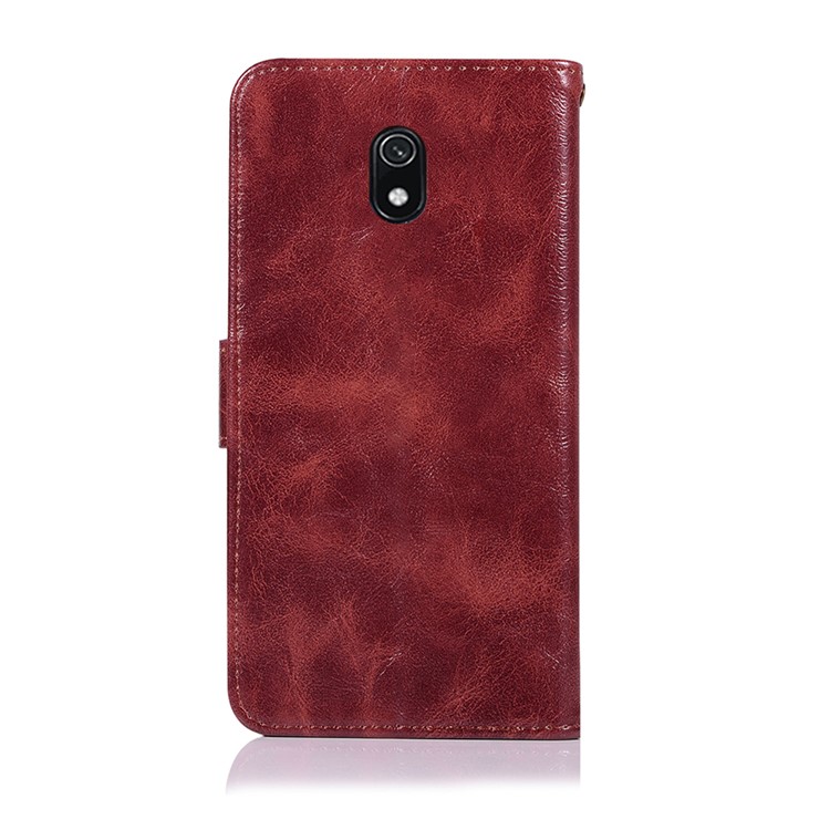 Premium Vintage Leather Wallet Stand Case for Xiaomi Redmi 8A - Wine Red-3