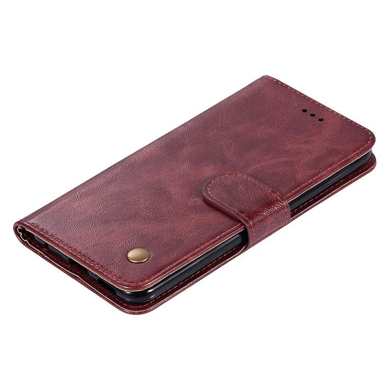Premium Vintage Leather Wallet Stand Case for Xiaomi Redmi 8A - Wine Red-6