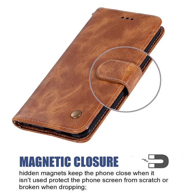Premium Vintage Leather Wallet Stand Case for Xiaomi Redmi 8A - Brown-4