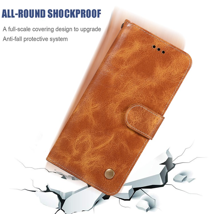Premium Vintage Leather Wallet Stand Case for Xiaomi Redmi 8A - Brown-5