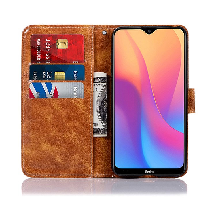 Premium Vintage Leather Wallet Stand Case for Xiaomi Redmi 8A - Brown-7