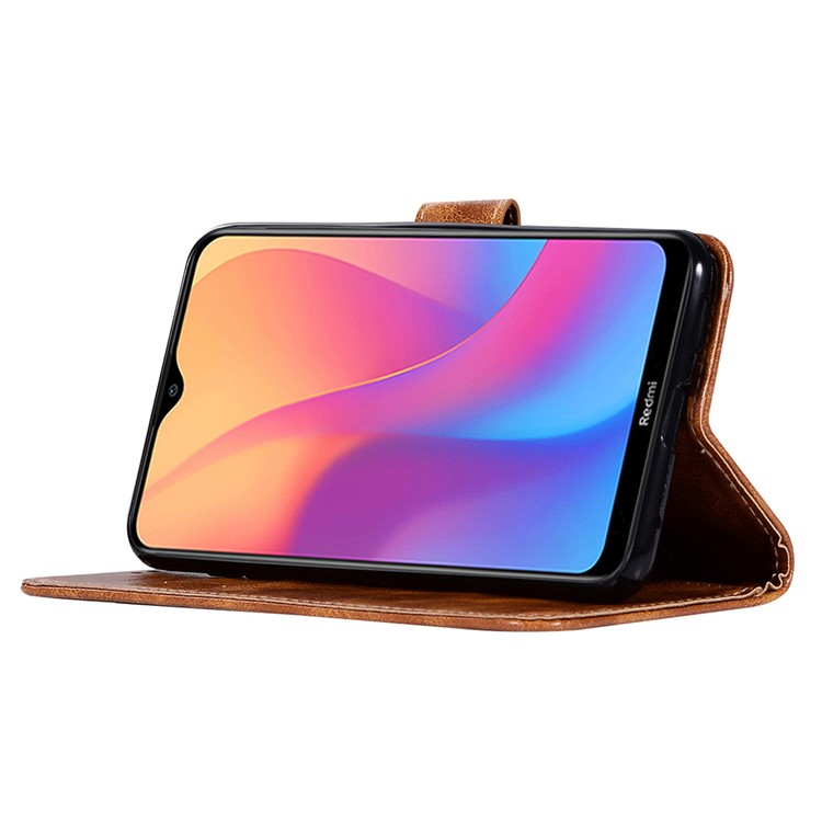 Premium Vintage Leather Wallet Stand Case for Xiaomi Redmi 8A - Brown-9