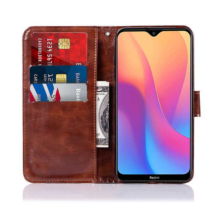 Premium Vintage Leather Wallet Stand Case for Xiaomi Redmi 8A - Coffee-7